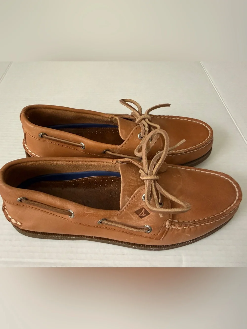 Sperry Top-Sider Original 2-Eye Boat Shoes Tan Leather Uppers Men's Size 9.5M